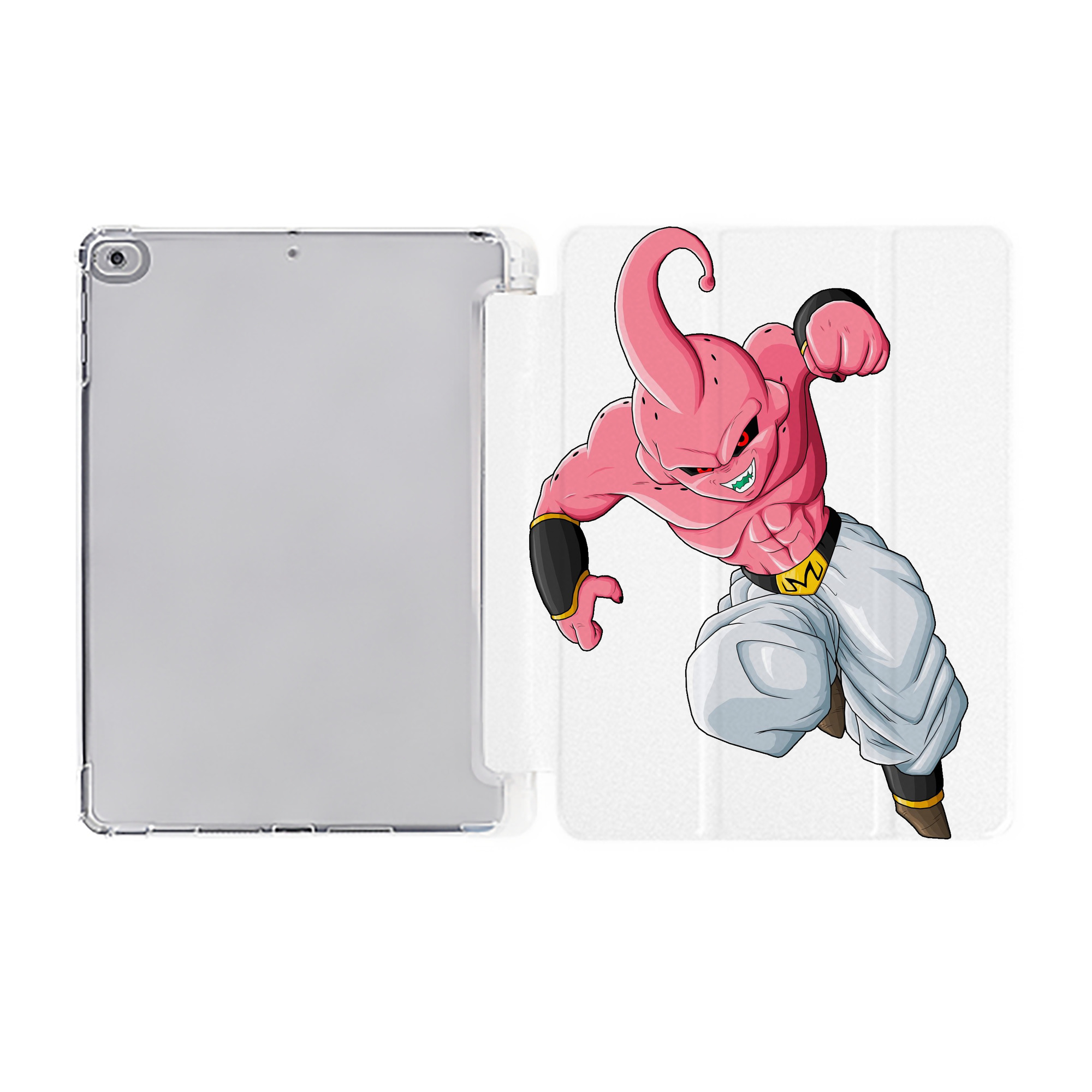 （画像用） ドラゴンボール 魔人ブウ DRAGON BALL Majin Buu IPad ケース ペン収納付き 三つ折りスタンド PUレザー×シリコン 対応機種9.5/10.5/10.9インチ